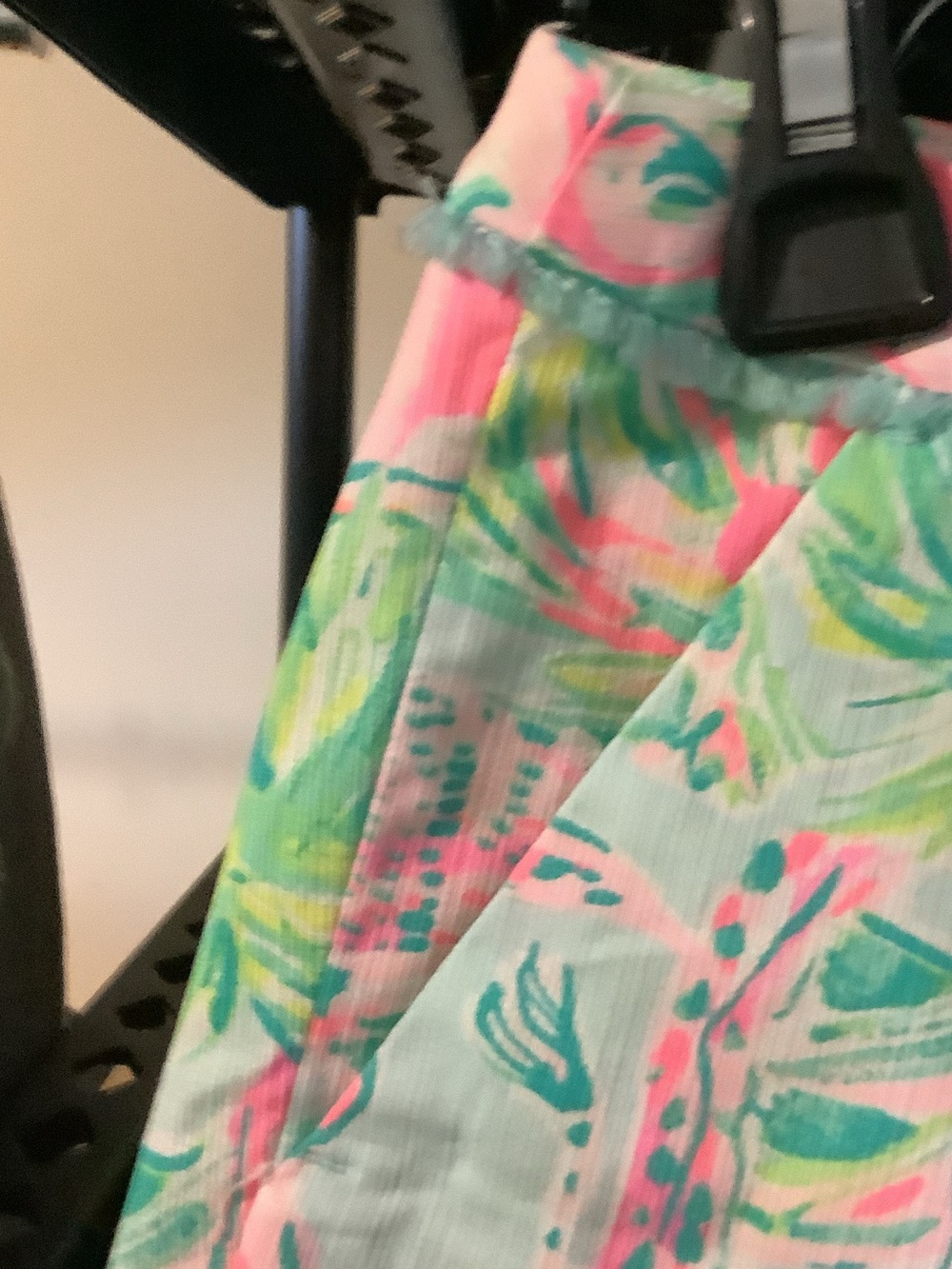 Lilly Pulitzer Pink & Green Tropical Print Athletic Adie Shorts, sea salt Blue - Picture 4 of 9